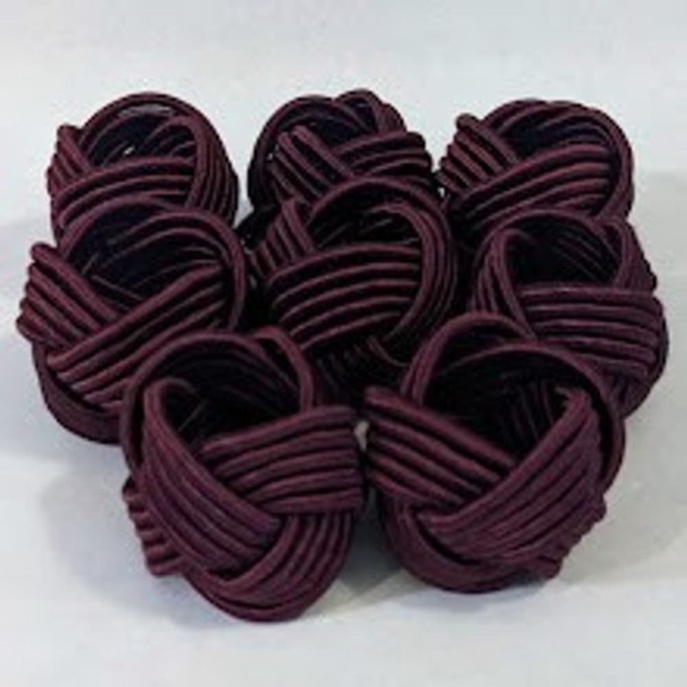 Williams Sonoma Home Braided Knot Napkin Rings Set of 8 Wine Burgundy NEW